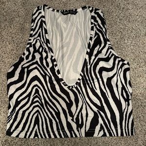 Shein zebra print low cut tank (size small)